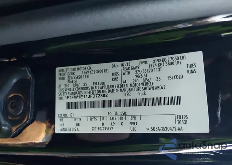 2018 Ford F150 Supercrew из США, поврежденный, VIN 1FTFW1E11JFD72882